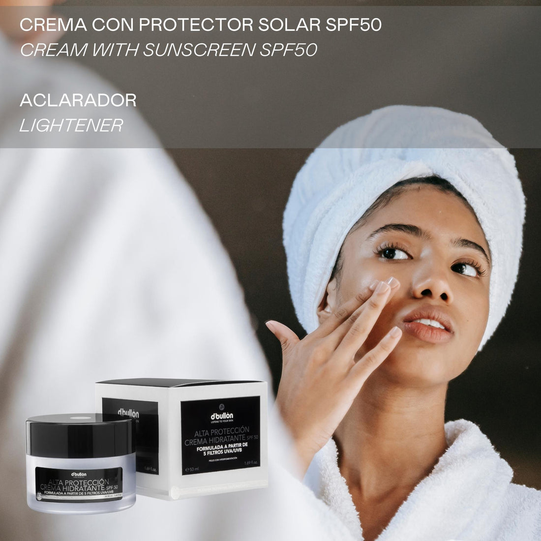 Crema hidratante facial alta protección SPF 50 - 50 ml