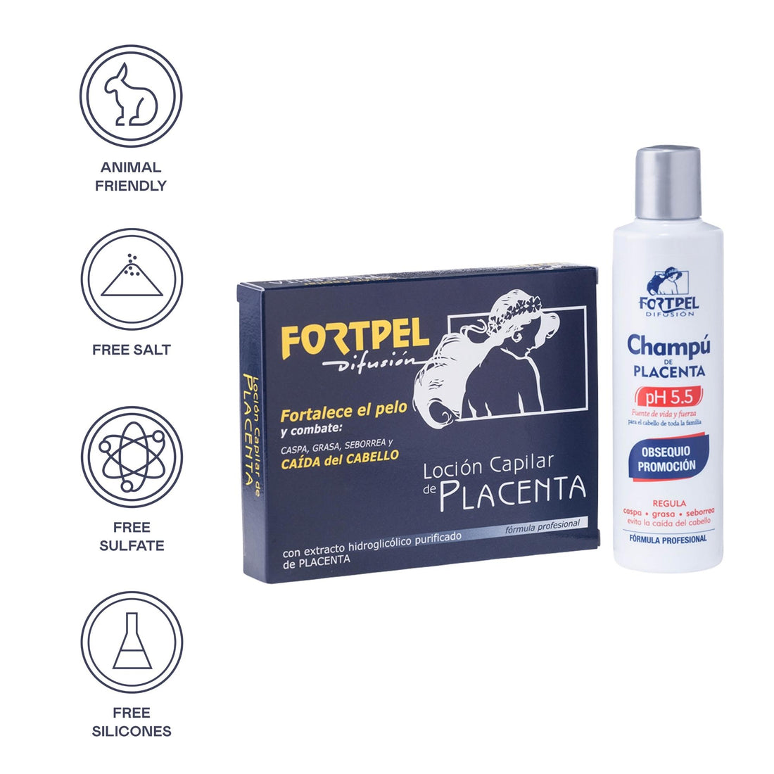 Pack 6 viales placenta 6x15 ml + Champú placenta 200 ml