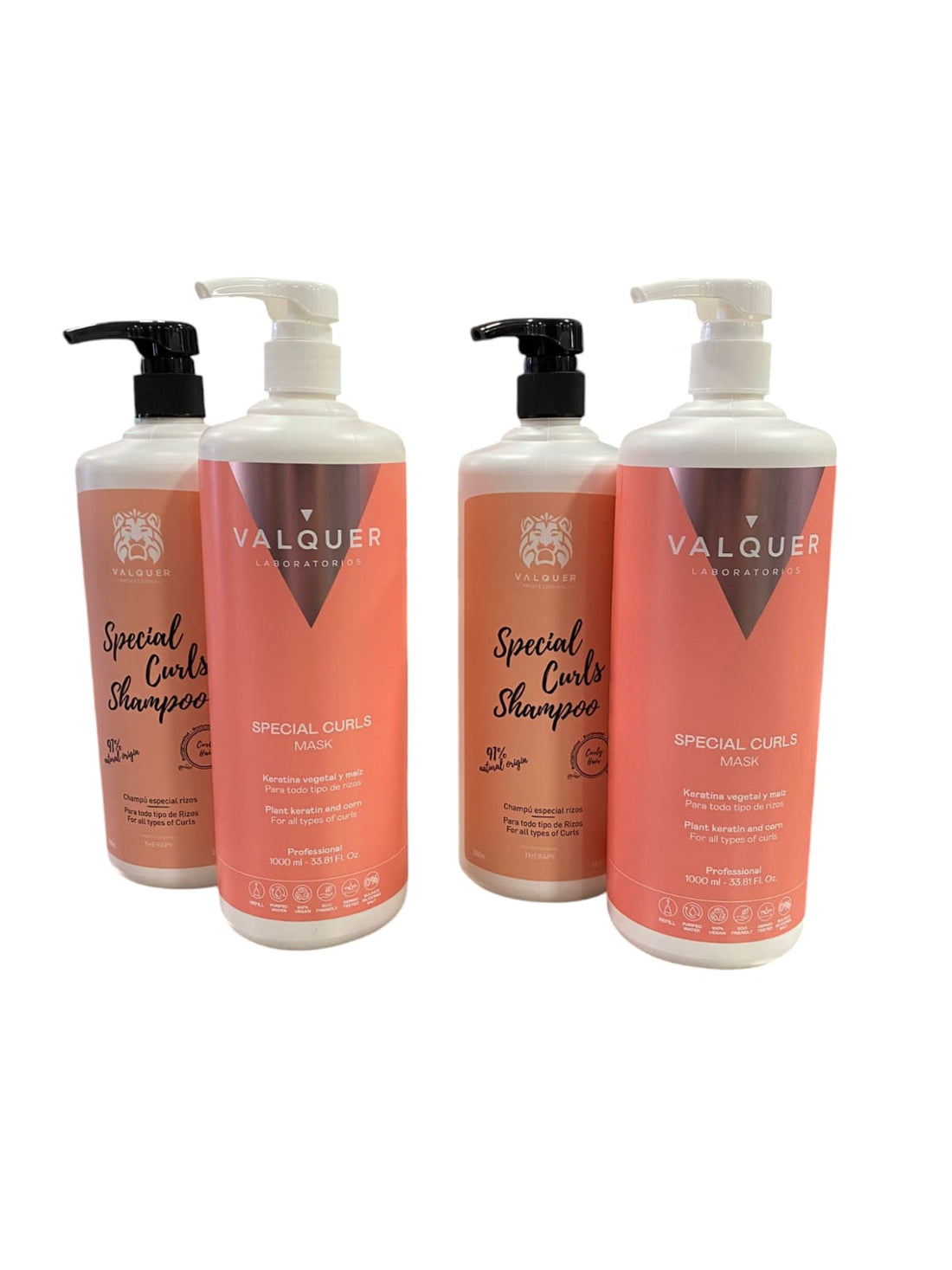 Valquer Packs metodo curly 2 champú 1000ml + 2 mascarillas 1000ml