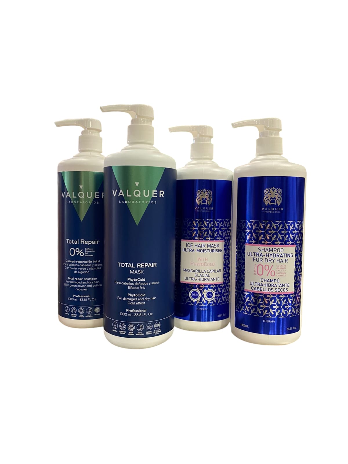 Valquer Packs reparador 1000 ml + Packs ultrahidratante 1000 ml 2 champú + 2 mascarillas